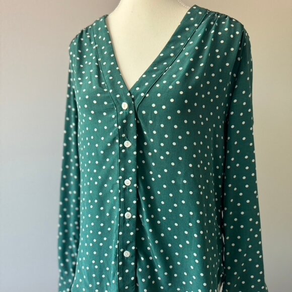 Amour Vert 100% Silk Polka Dot Blouse Size Small - Picture 3 of 7